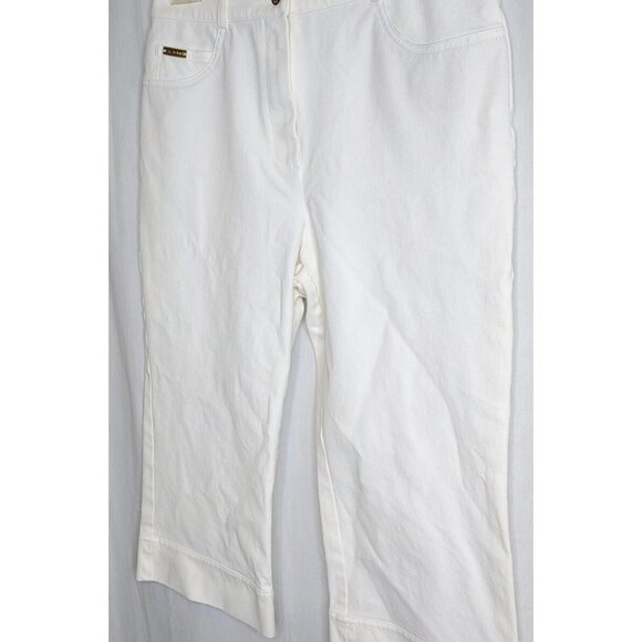 St. John Sport White Cotton Cuffed Cropped Capri Pants Women’s Size 4 - Picture 2 of 6